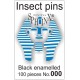 01.30 - Épingles entomologiques noires N°000, longueur 39mm, diamètre 0,25mm