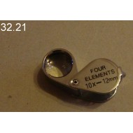 32.21 - Lupa zvětšení 10x, průměr čočky 12 mm (stříbrná)