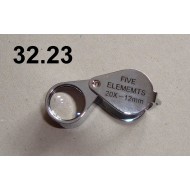 32.23 - Lupa zvětšení 20x , průměr čočky 12 mm (stříbrná)