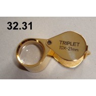 32.31 - Lupa zvětšení 10x, průměr čočky 21 mm (zlatá)
