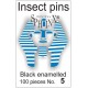 01.05 - Épingles entomologiques noires N°5, longueur 39mm, diamètre 0,60mm