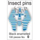 01.10 - Épingles entomologiques noires N°0, longueur 39mm, diamètre 0,35mm