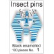 01.01 - Épingles entomologiques noires N°1, longueur 39mm, diamètre 0,40mm