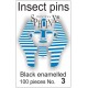 01.03 - Épingles entomologiques noires N°3, longueur 39mm, diamètre 0,50mm