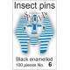 01.06 - Épingles entomologiques noires N°6, longueur 39mm, diamètre 0,65mm